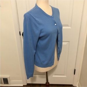 Classic Lilly Pulitzer Palm Logo Cotton Carolina Blue Daily Cadigan - Size M